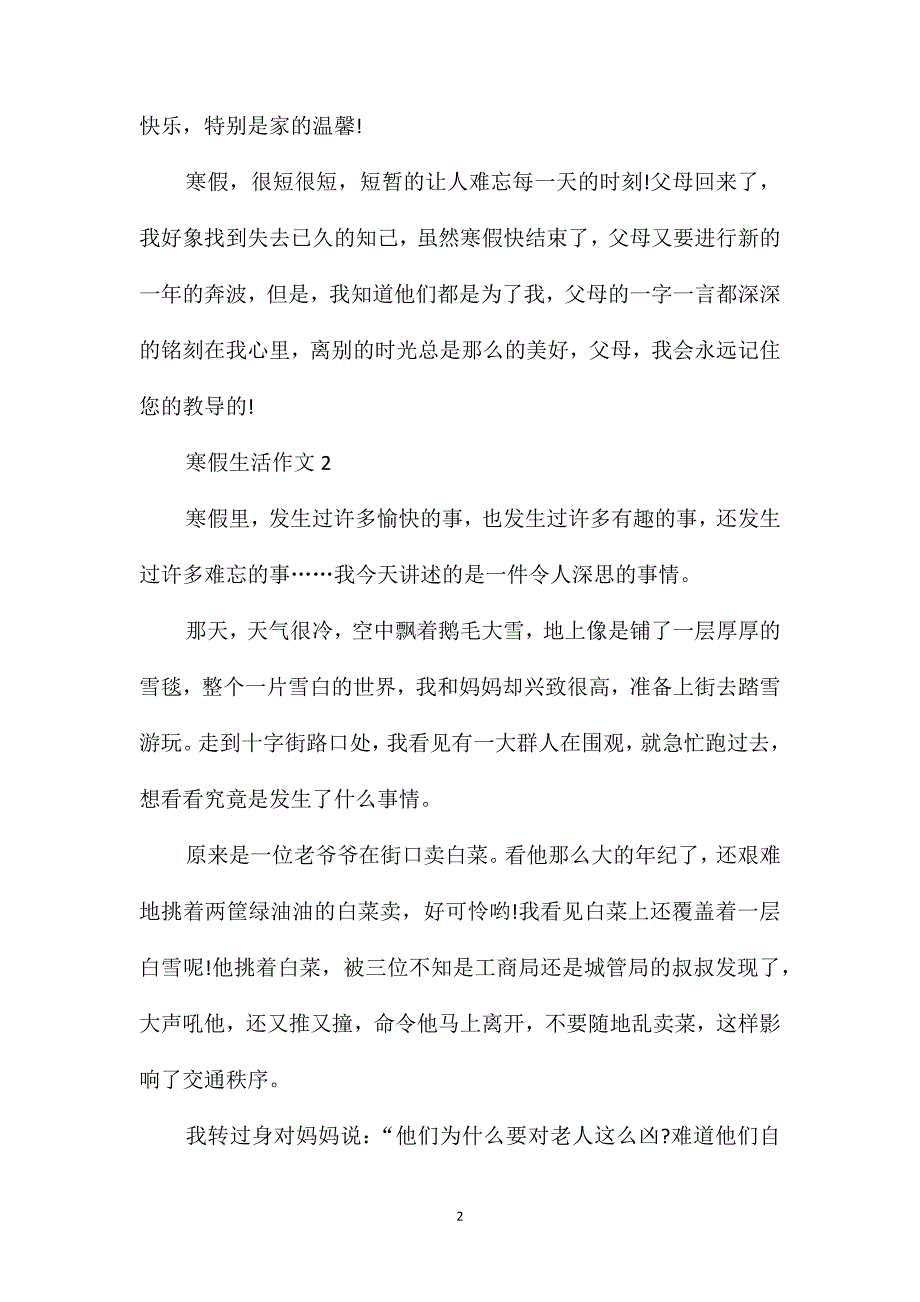 寒假生活的五年级作文_第2页