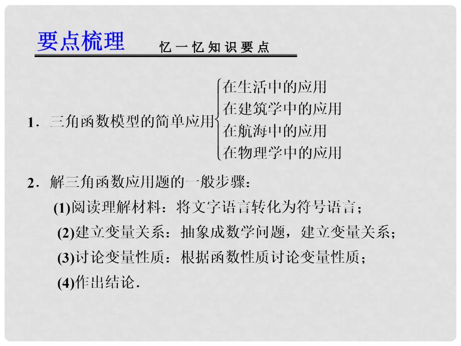 高考数学一轮复习讲义 4.7 三角函数模型及其简单应用课件_第2页