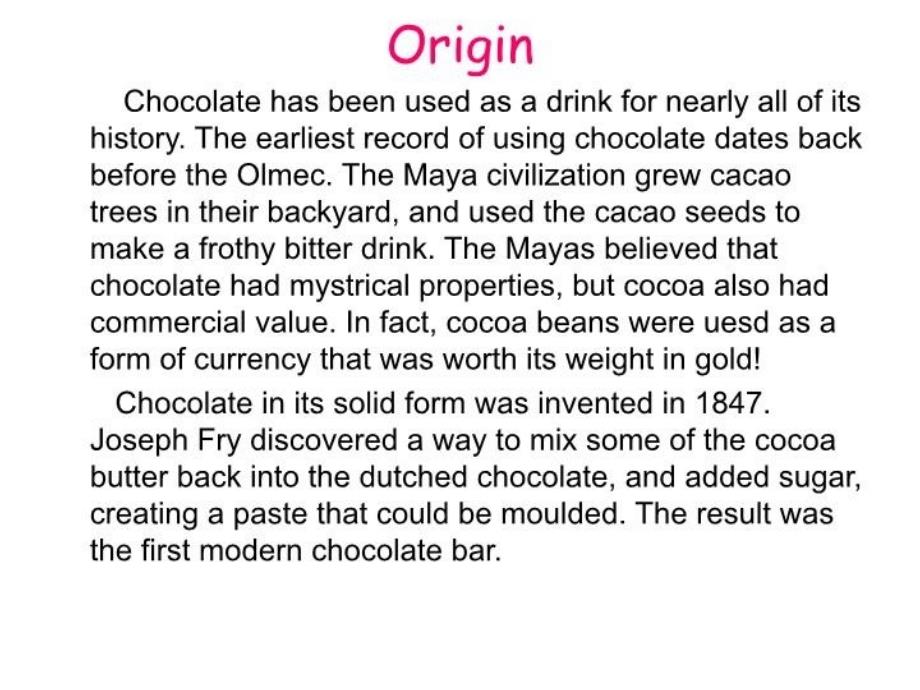 Chocolate巧克力的英文教学提纲_第3页