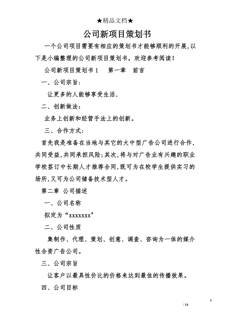 公司新项目策划书.doc_第1页