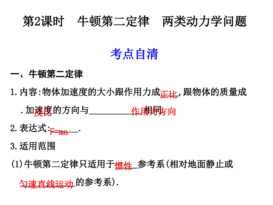 牛顿第二定律两类动力学问题.ppt_第1页