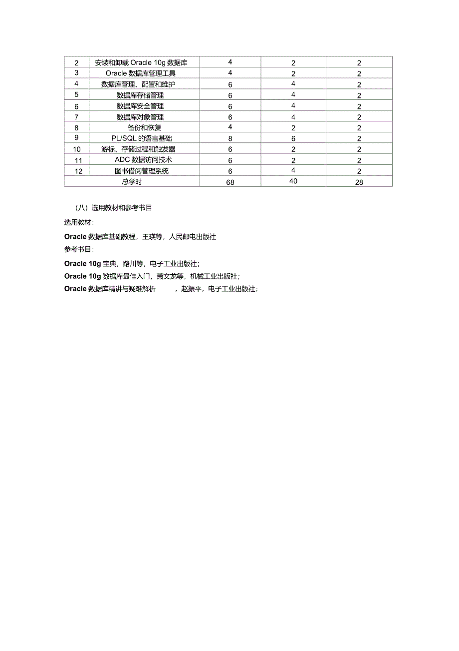 Oracle教学大纲_第3页