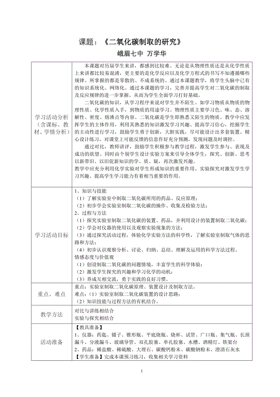 二氧化碳制取的研究峨眉七中万学华_第1页