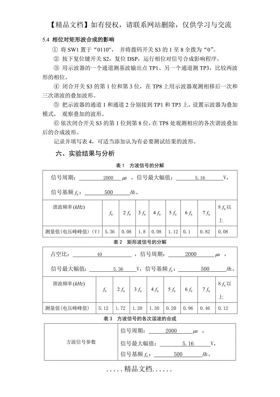 周期矩形脉冲的分解与合成_第5页