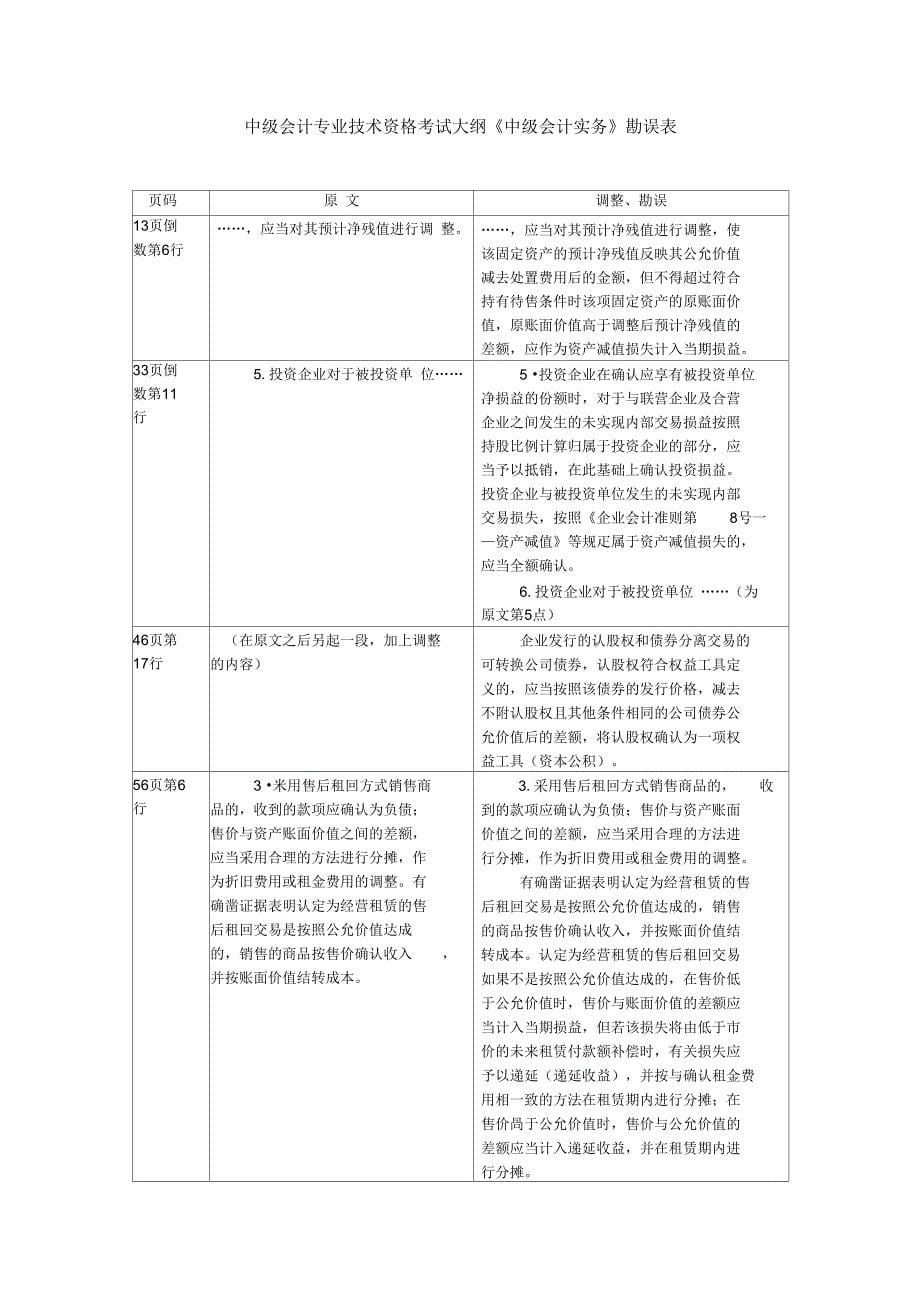 2009年度全国会计专业技术资格考试大纲勘误表._第5页