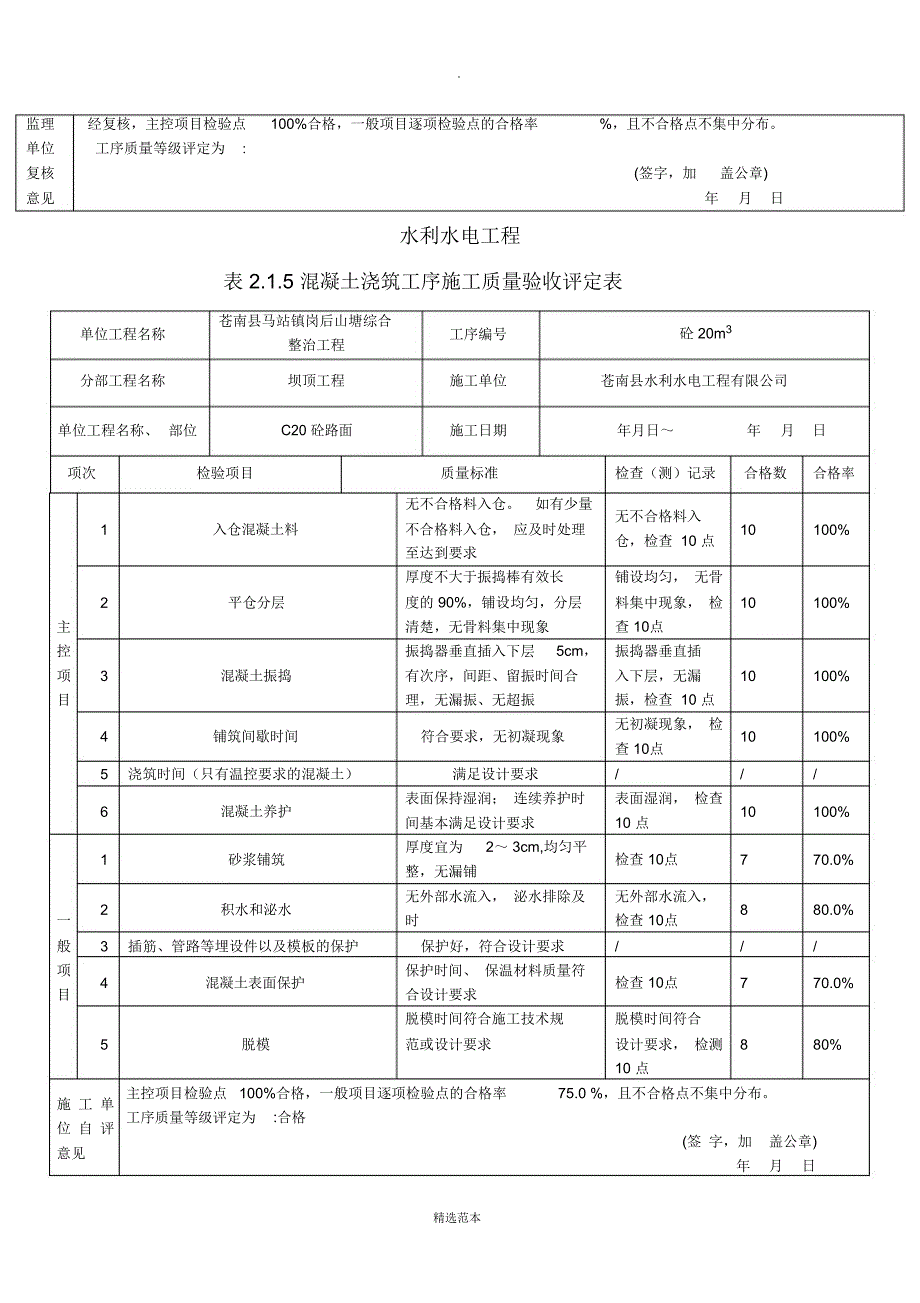 C20砼路面质量评定表_第4页