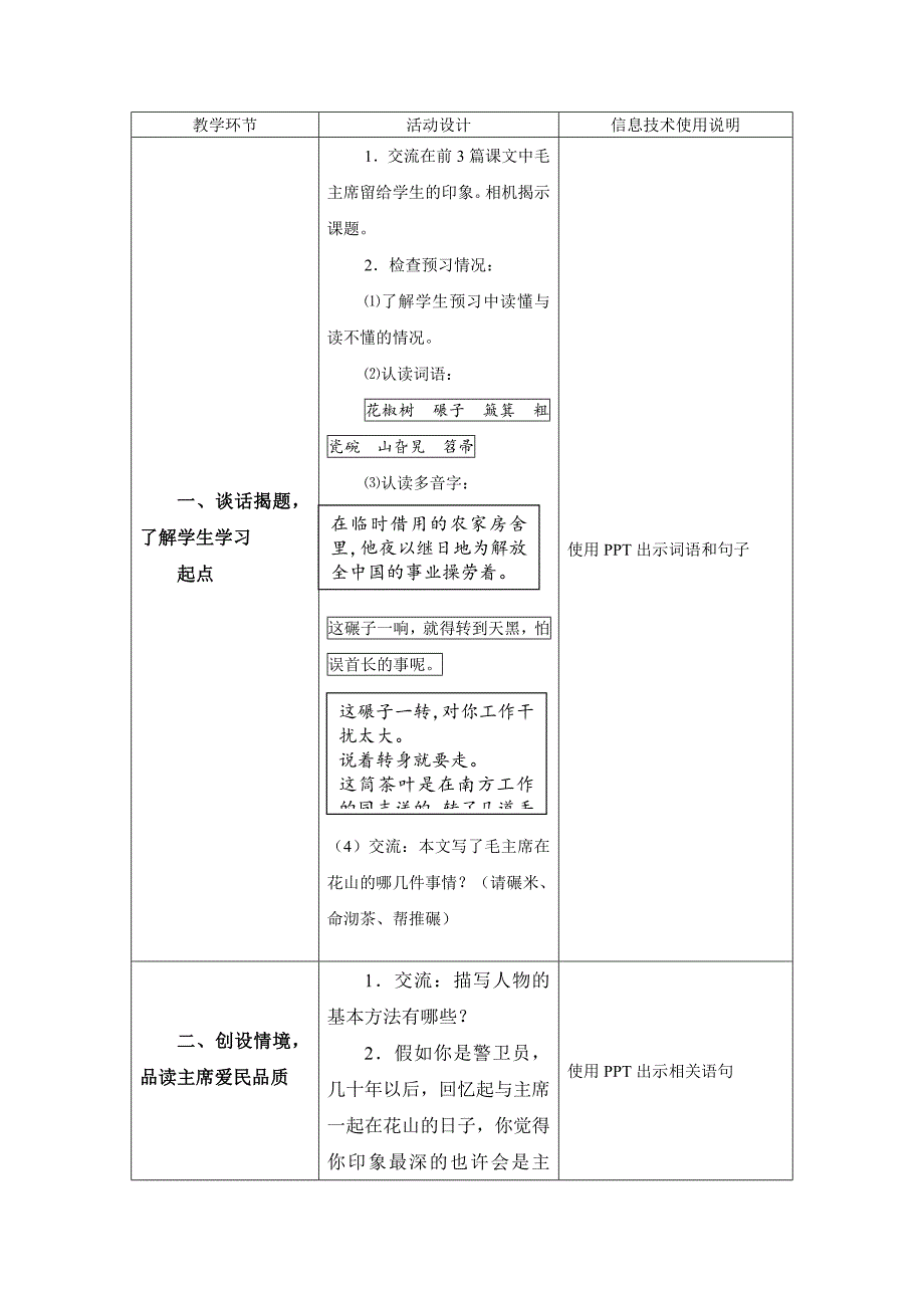 《毛主席在花山》教学设计.docx_第2页