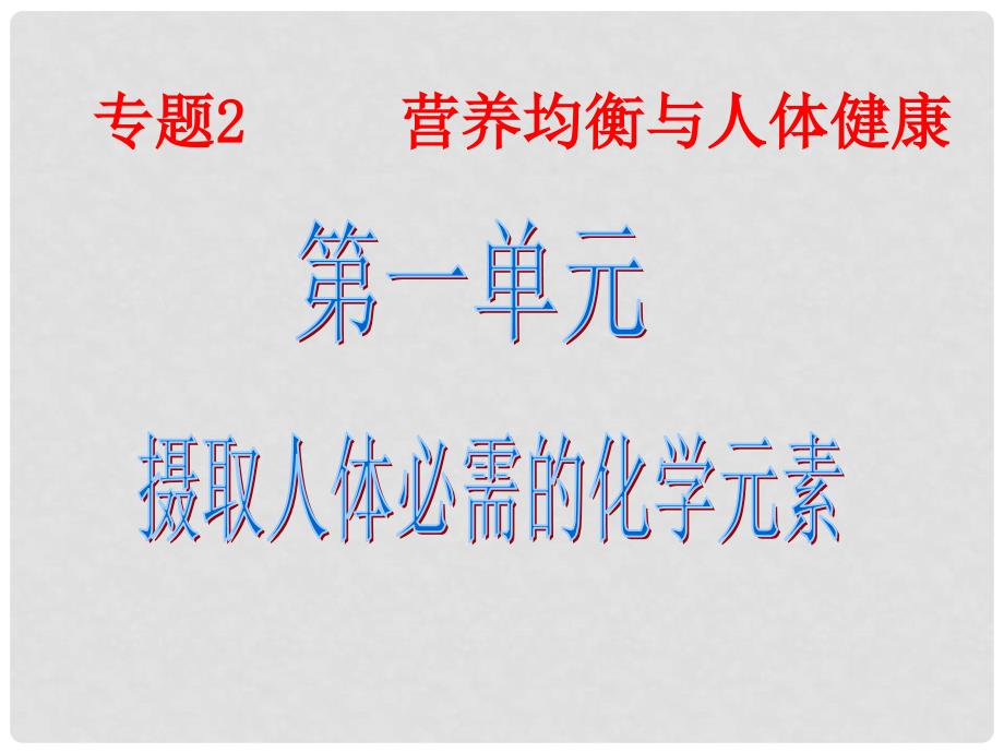 江苏省徐州市王杰中学高中化学 专题二 第一单元 摄取人体必需的化学元素课件 苏教版选修1_第1页