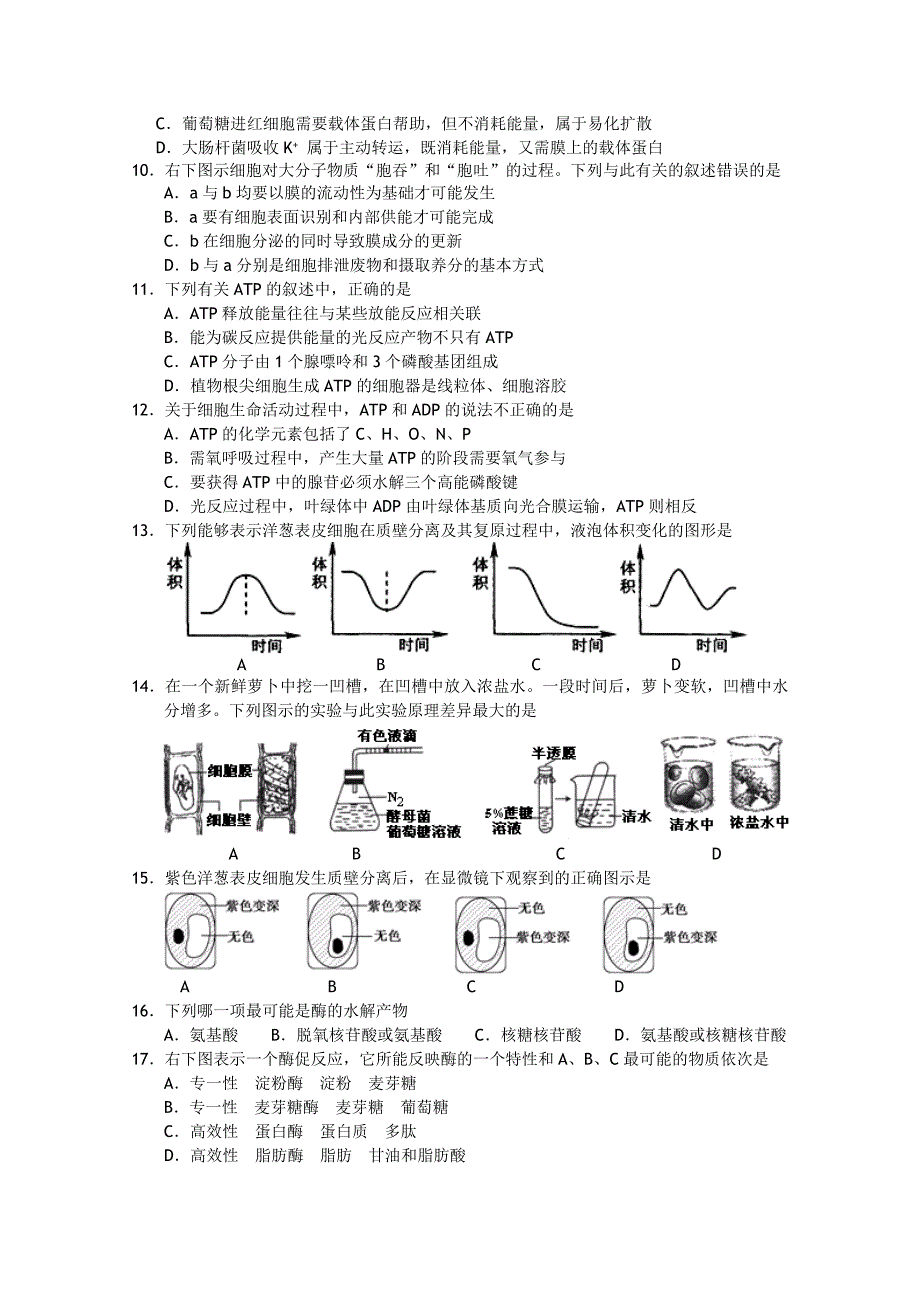 浙江省杭州市七校2010-2011学年高二生物上学期期中联考试题浙科版_第2页