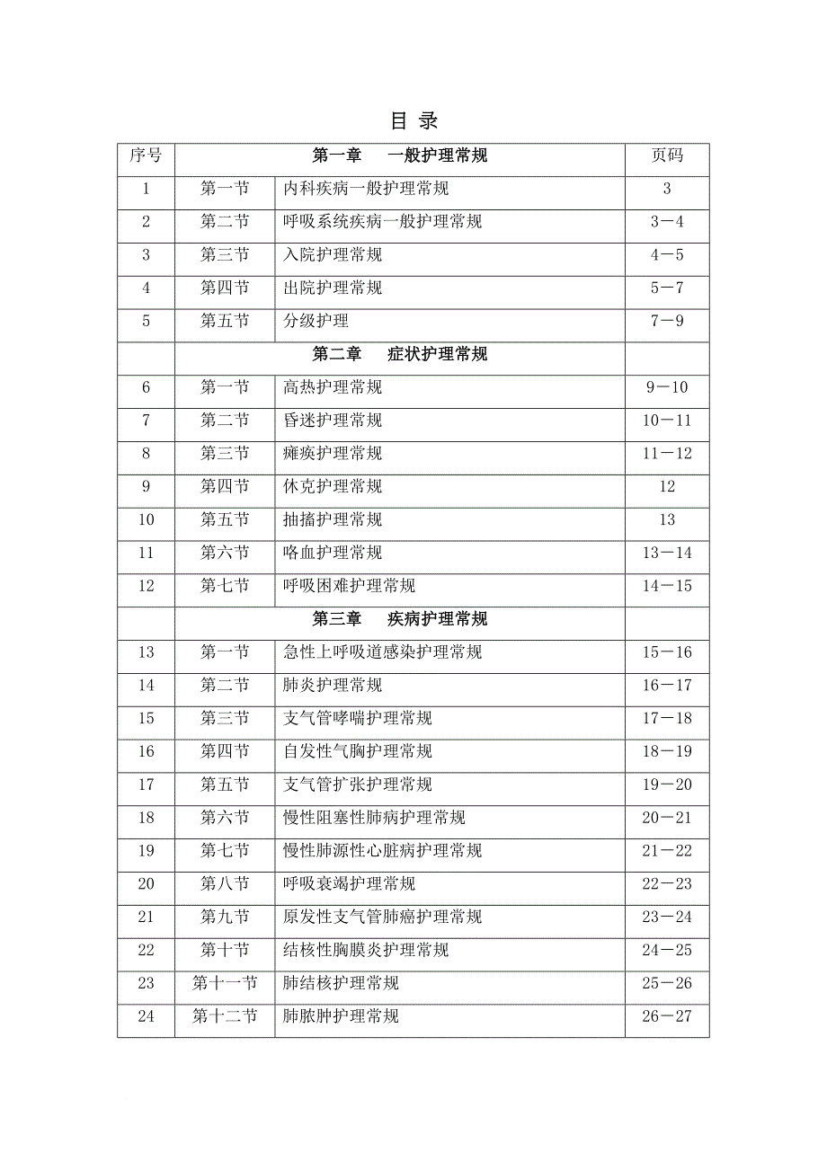 呼吸内科新版护理常规(DOC 38页)_第1页