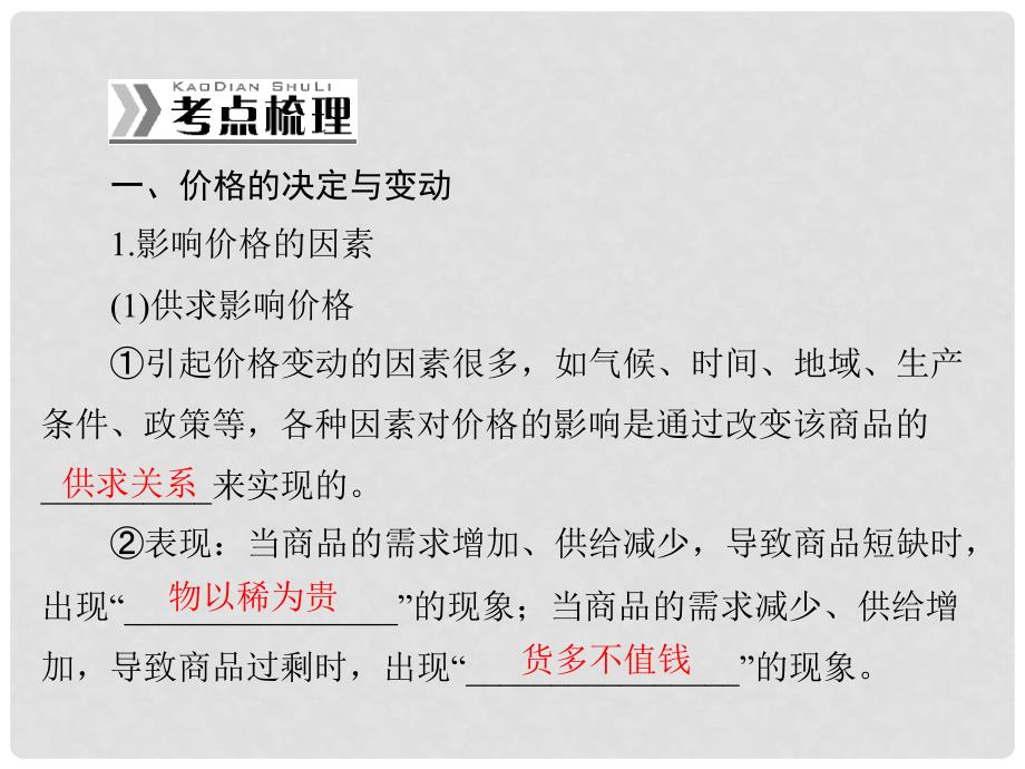 高考政治一轮复习 第一单元 第二课 多变的价格课件 新人教版必修1_第3页