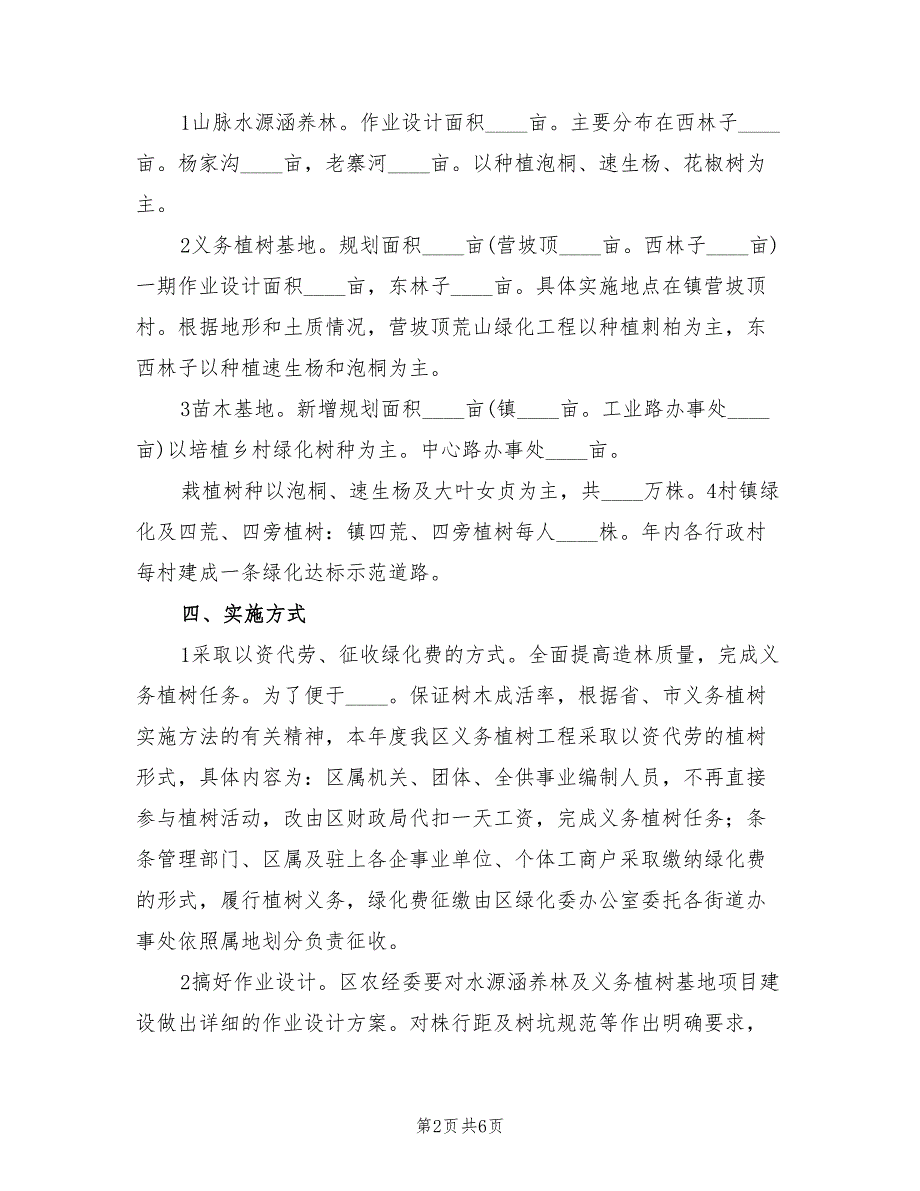 2022年农村优化义务植树工作方案_第2页