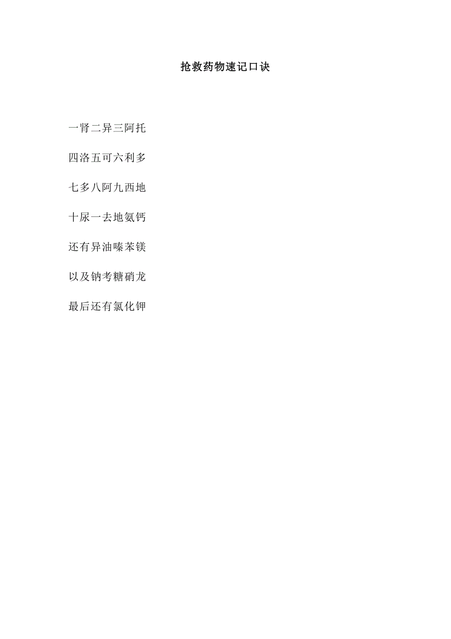 抢救药物速记口诀_第1页