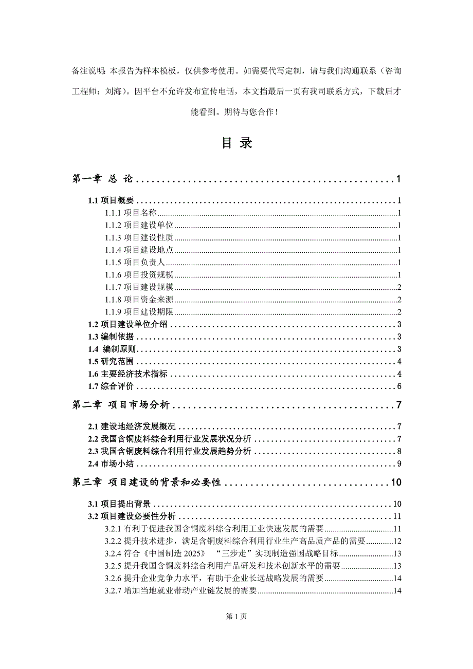 含铜废料综合利用项目可行性研究报告写作模板-代写定制_第2页