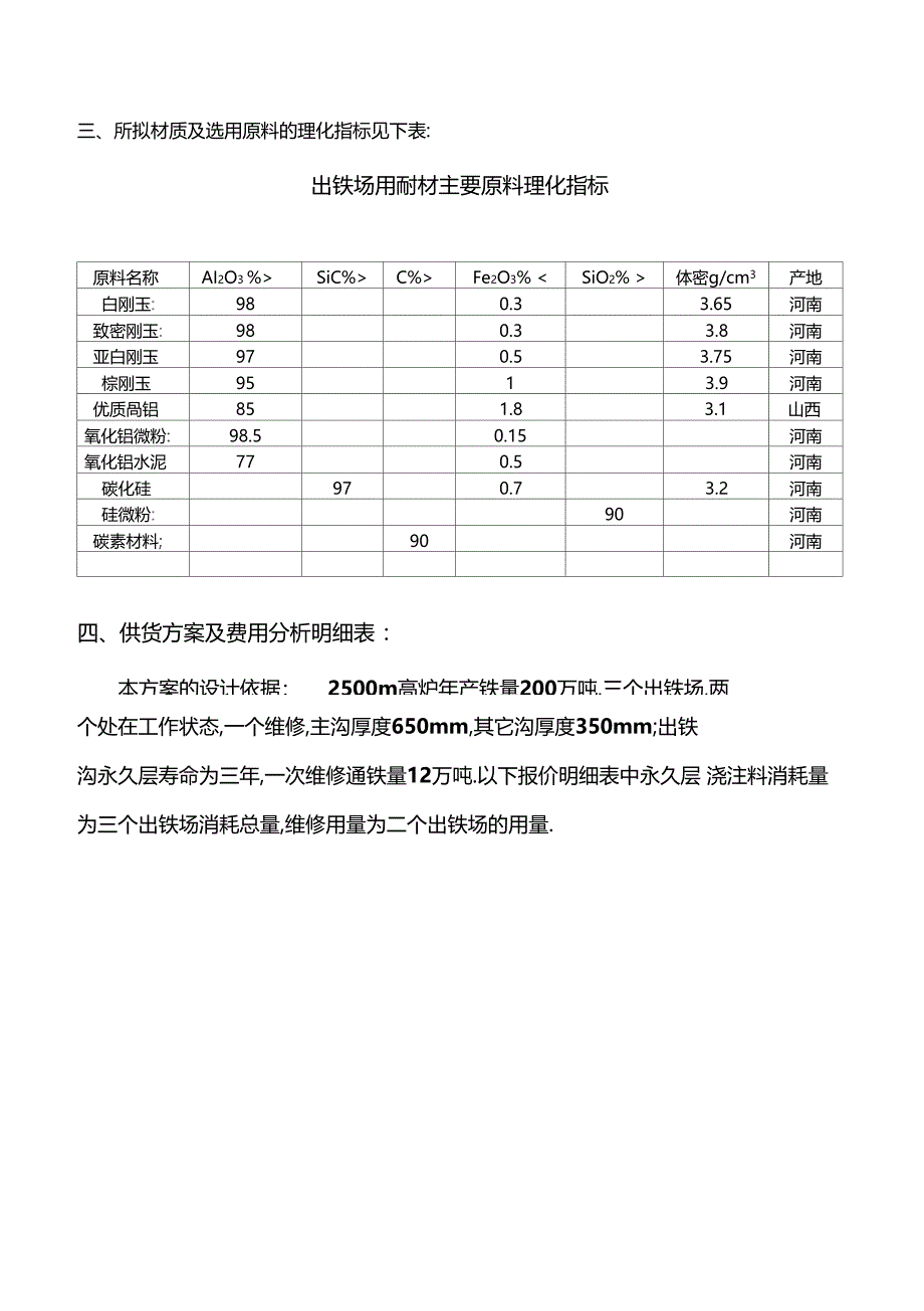 出铁沟用浇注料技术A方案_第4页