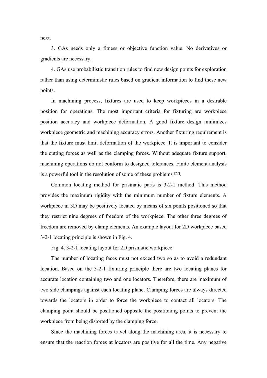 外文翻译--采用遗传算法优化加工夹具定位和加紧位置_第5页