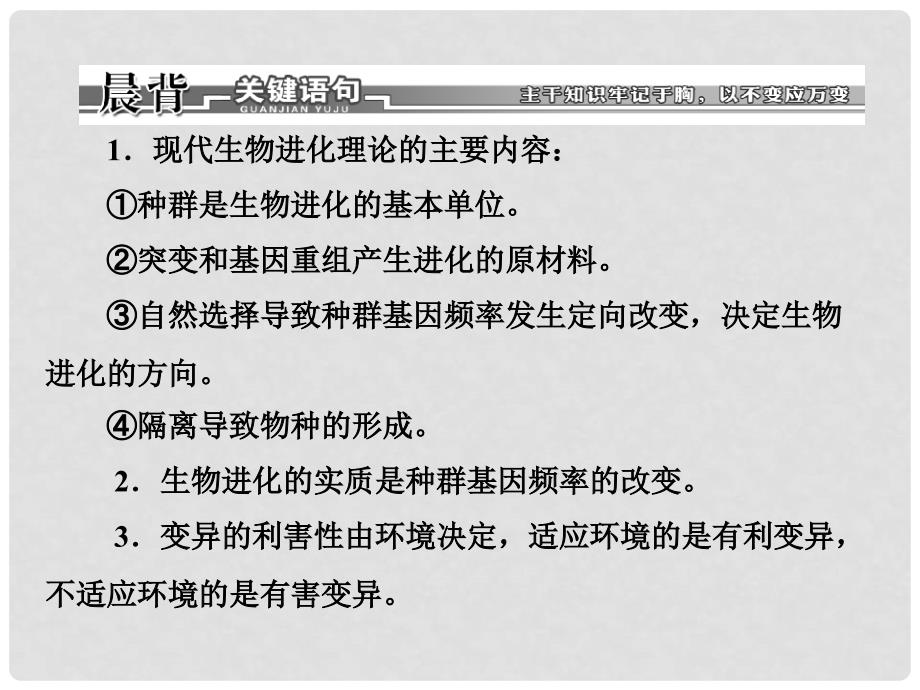 高考生物二轮复习 第一部分 专题11 生物进化配套课件 新人教版_第3页