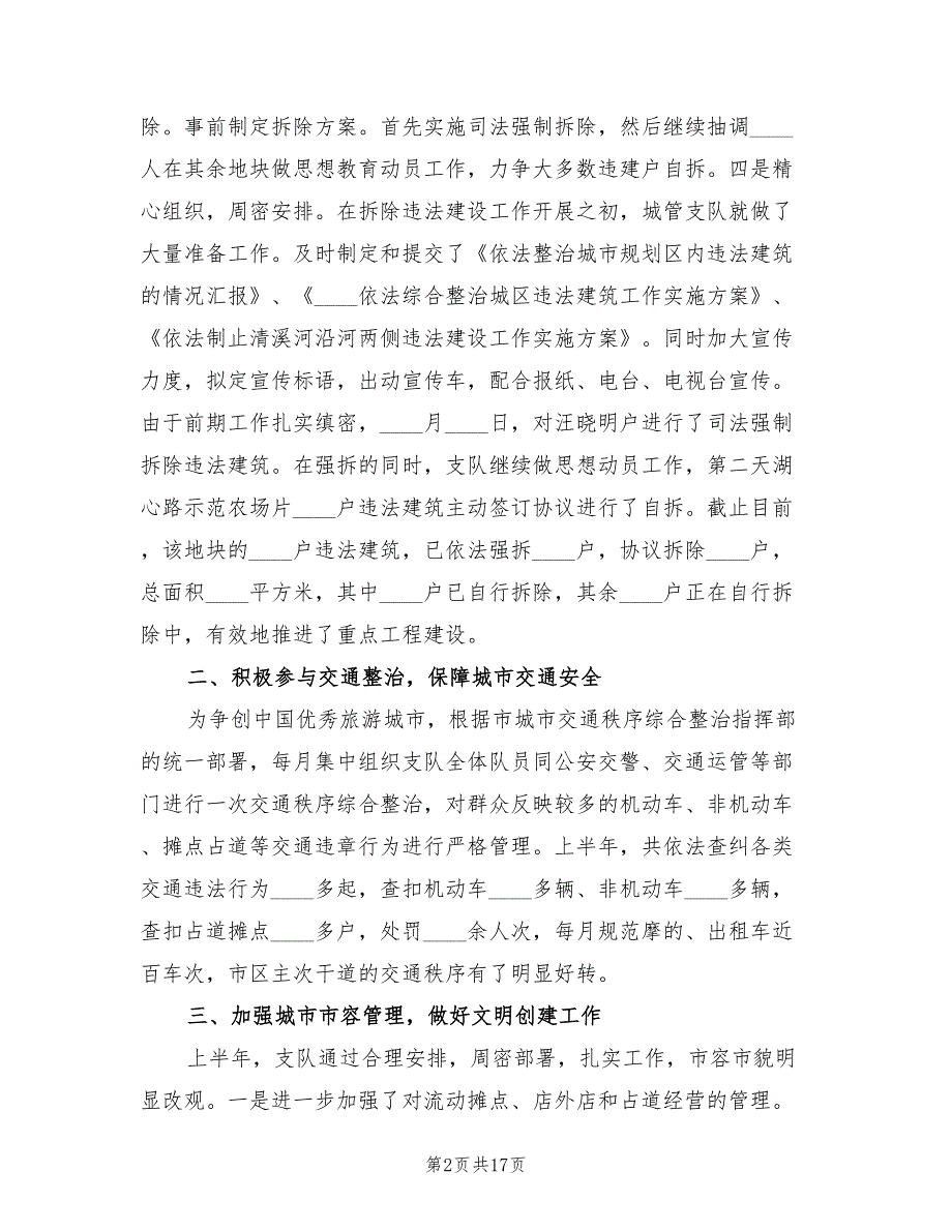 城市管理执法者上半年总结(4篇)_第2页