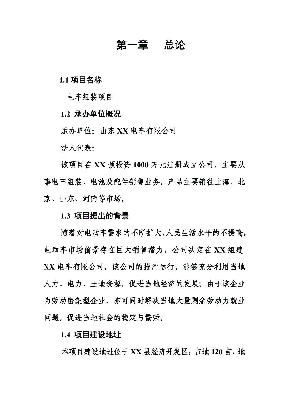 山东某电车项目可行性研究报告_第1页