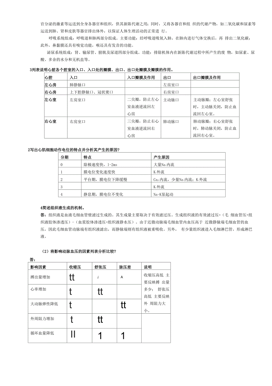 人体解剖生理学大题与名词解释_第2页