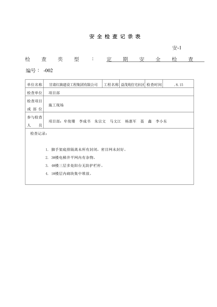 新版安全检查记录表范例_第3页