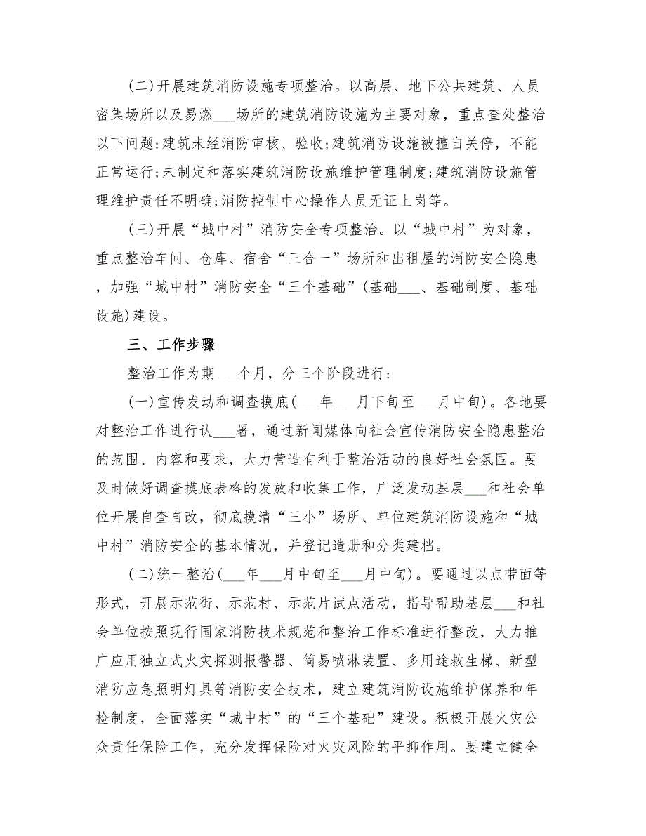 2022年消防安全隐患整治工作方案_第2页