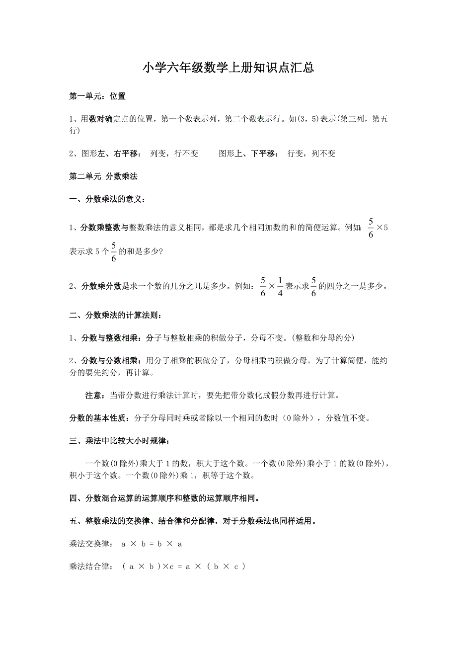 人教版六年级数学上册经典总结_第1页