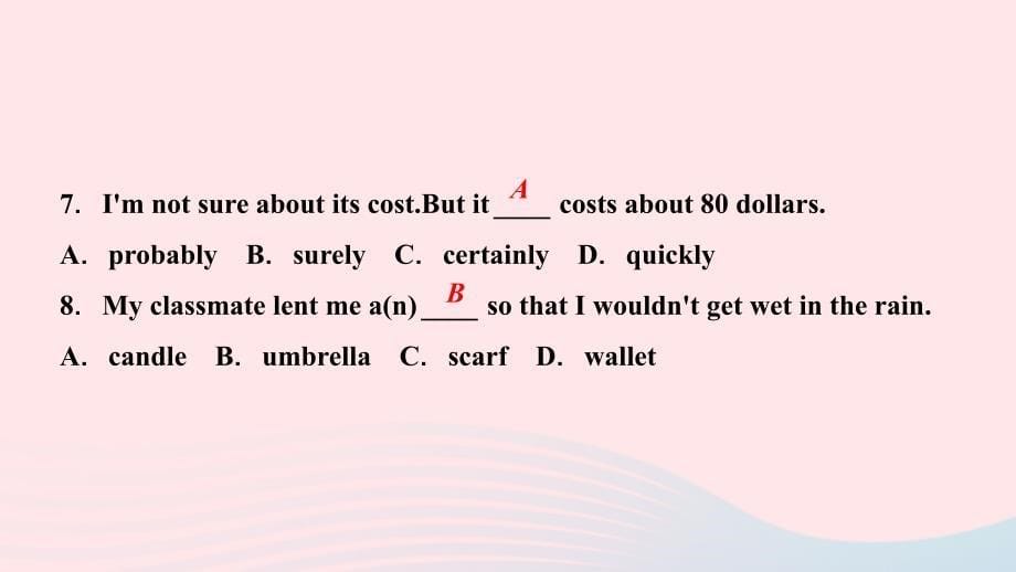 最新八年级英语上册Module10TheweatherUnit3LanguageinuseLanguageinuse作业课件_第5页