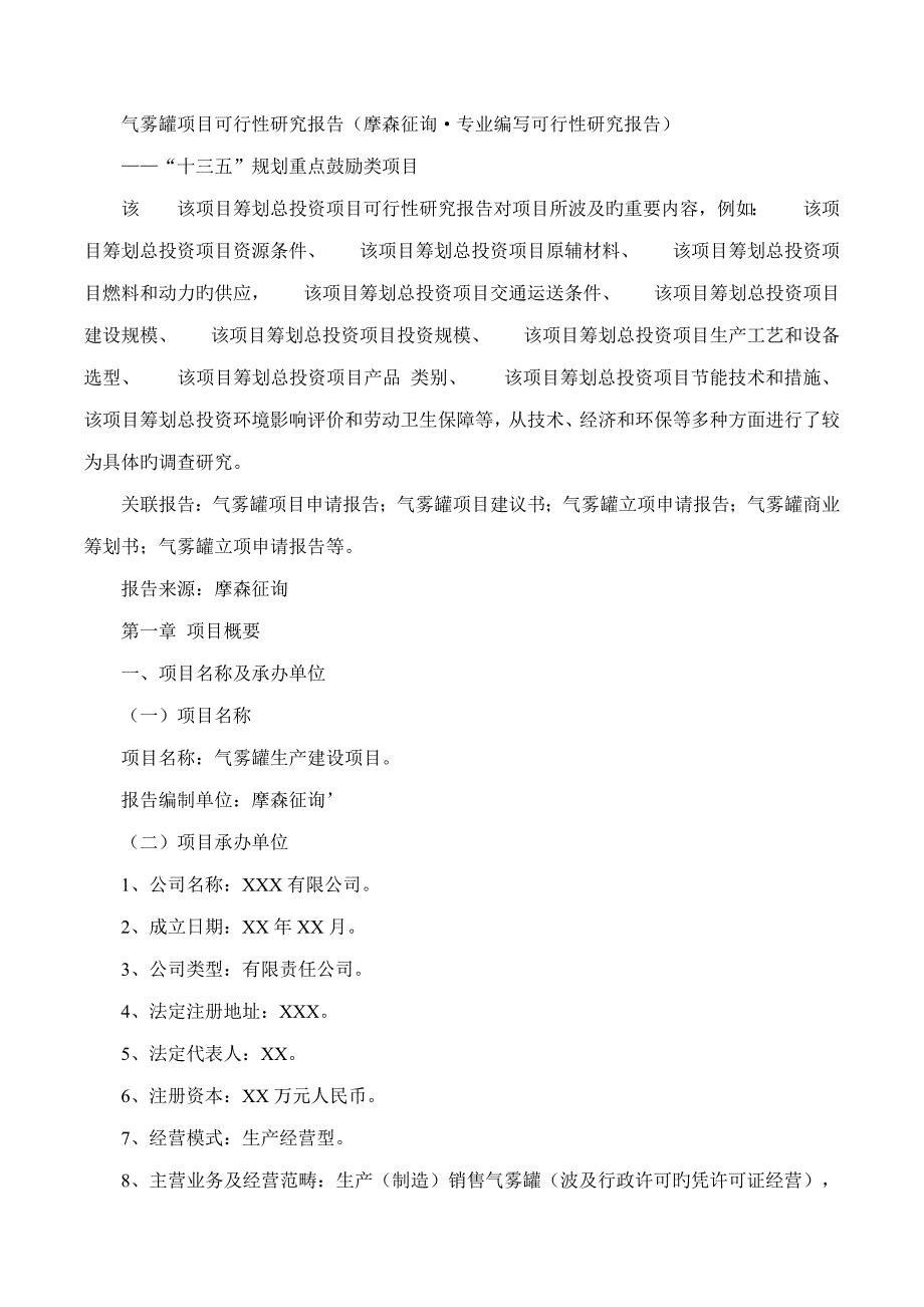 气雾罐专项项目可行性专题研究报告摩森咨询&#183;专业编写可行性研_第1页