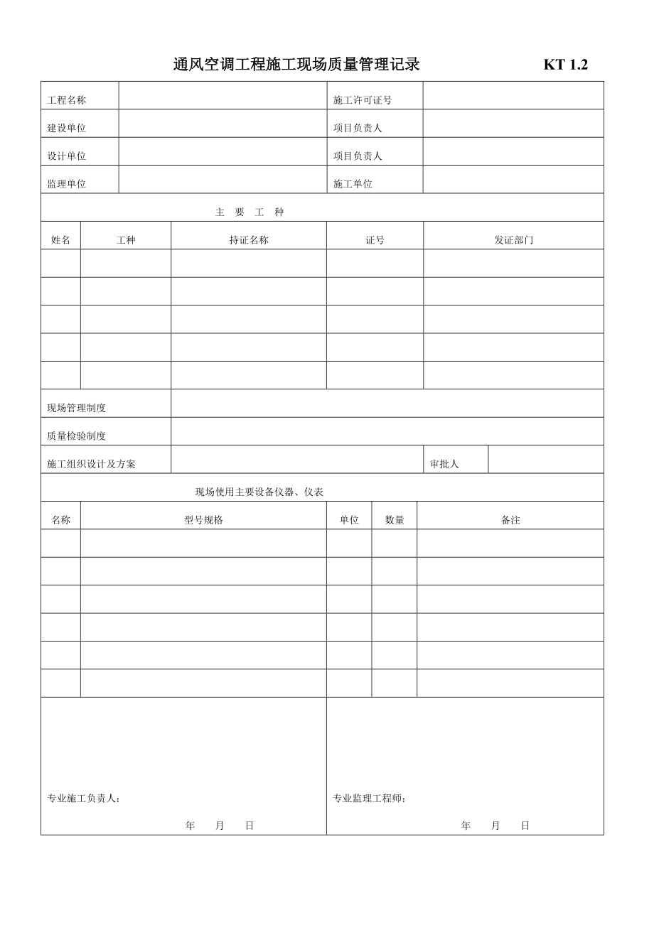 通风空调验收空白表格_第2页