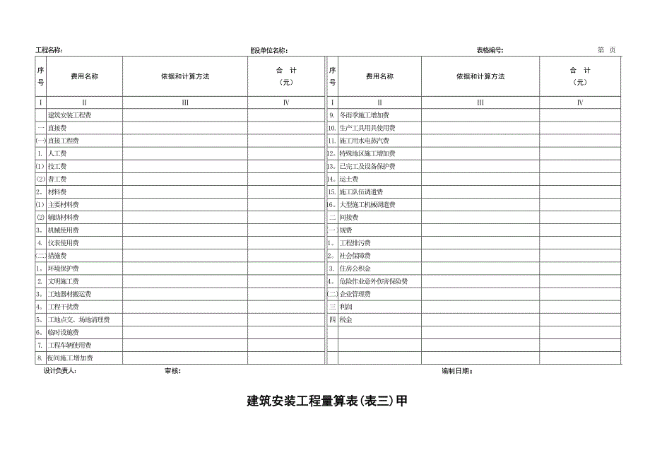 预算空白表格实用文档_第4页