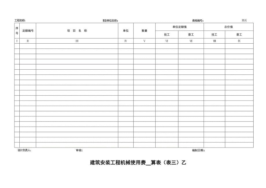 预算空白表格实用文档_第5页