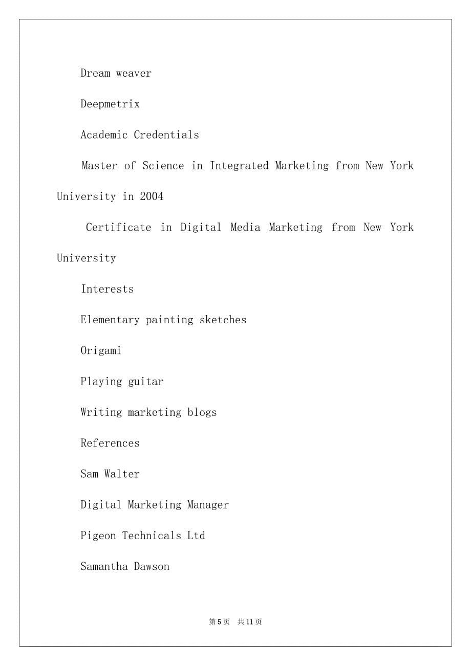 市场营销英文简历_第5页