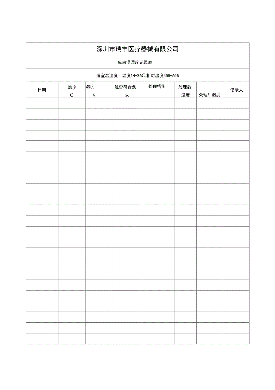 库房温湿度记录表_第1页