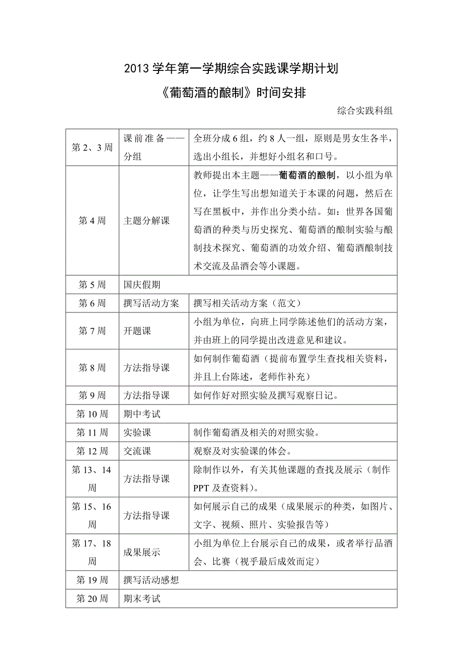 综合实践课第一学期计划葡萄酒的酿制_第1页