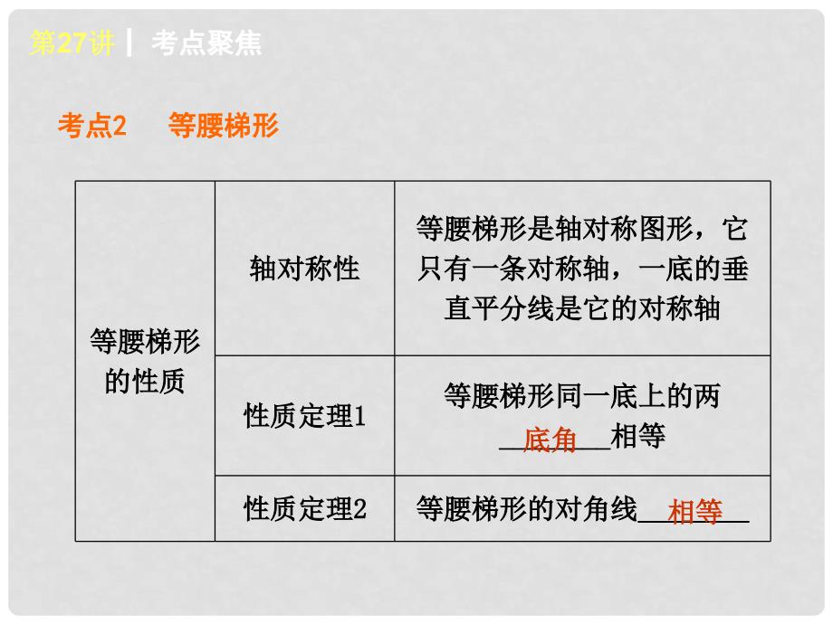 中考数学第一轮基础复习 第27讲 梯形课件_第3页