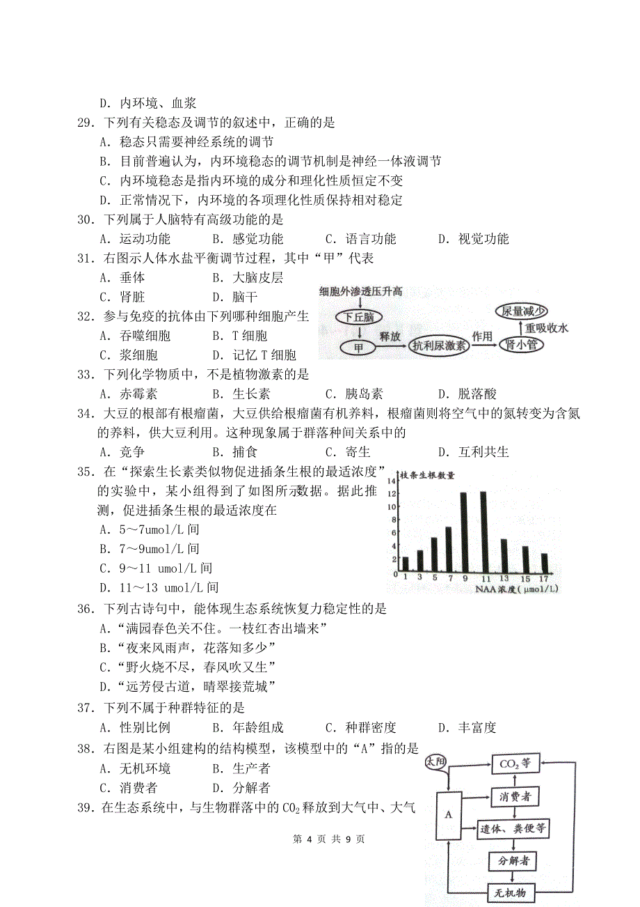 (完整版)2015年湖南省普通高中学业水平考试生物试卷(真题-附答案).doc_第4页