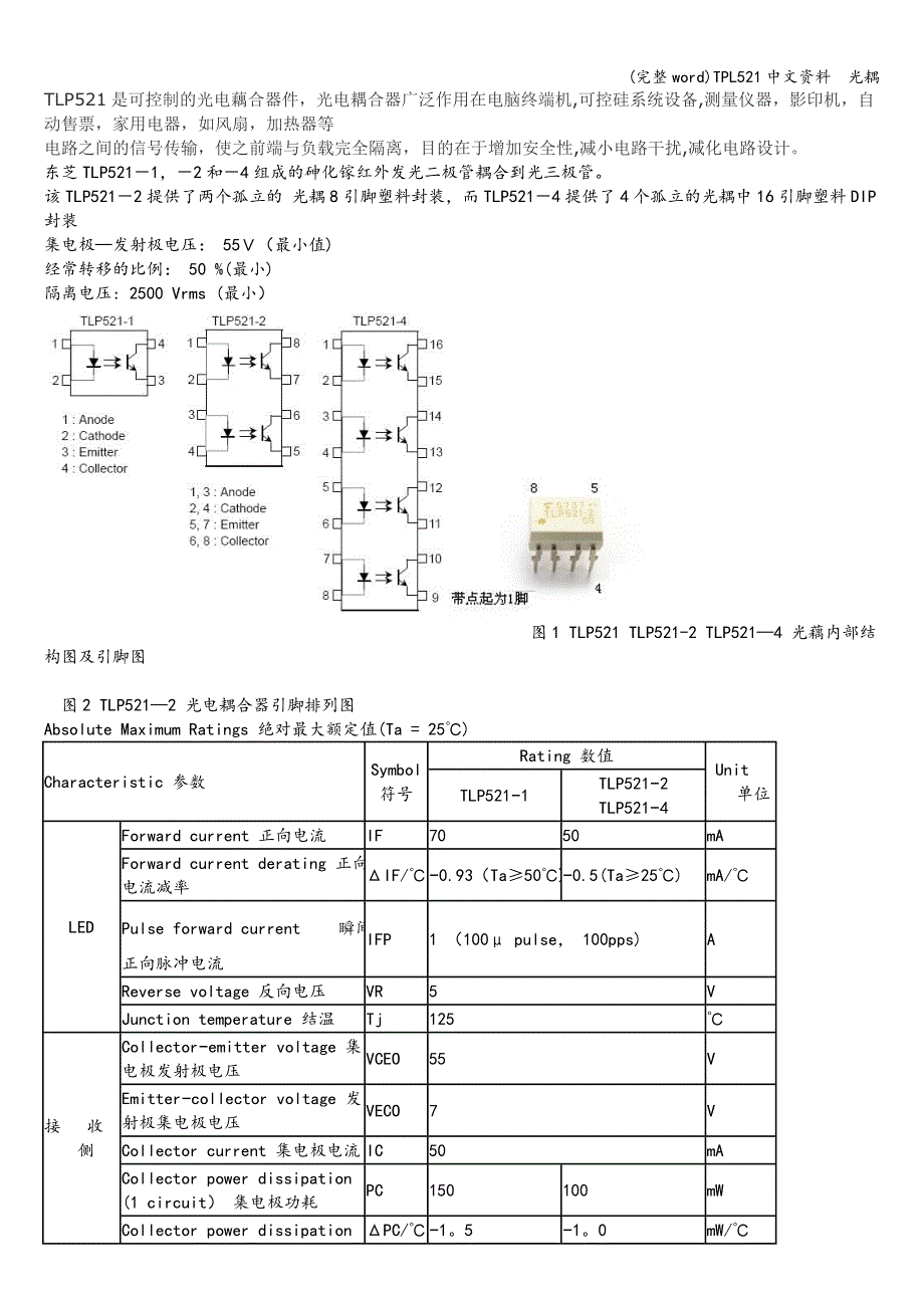 (完整word)TPL521中文资料--光耦.doc_第1页