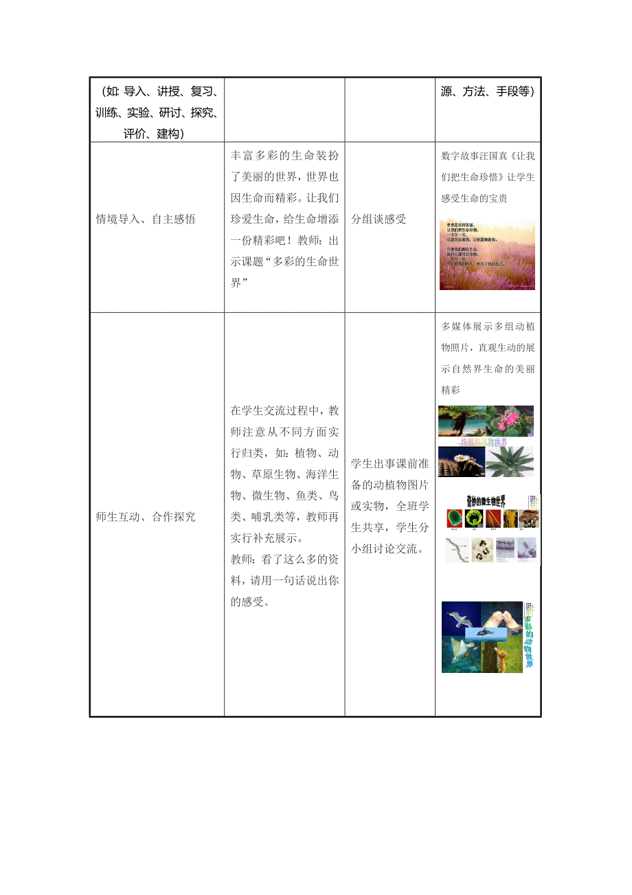 多彩的生命世界教学设计_第2页