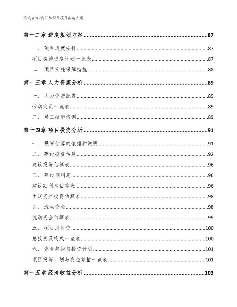 内江纺织品项目实施方案参考范文_第5页