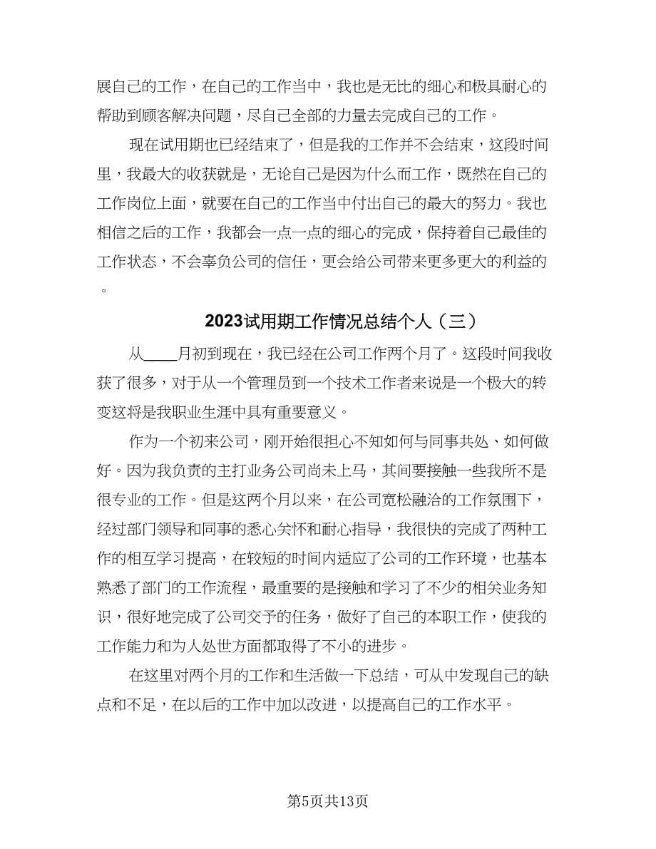 2023试用期工作情况总结个人（6篇）_第5页