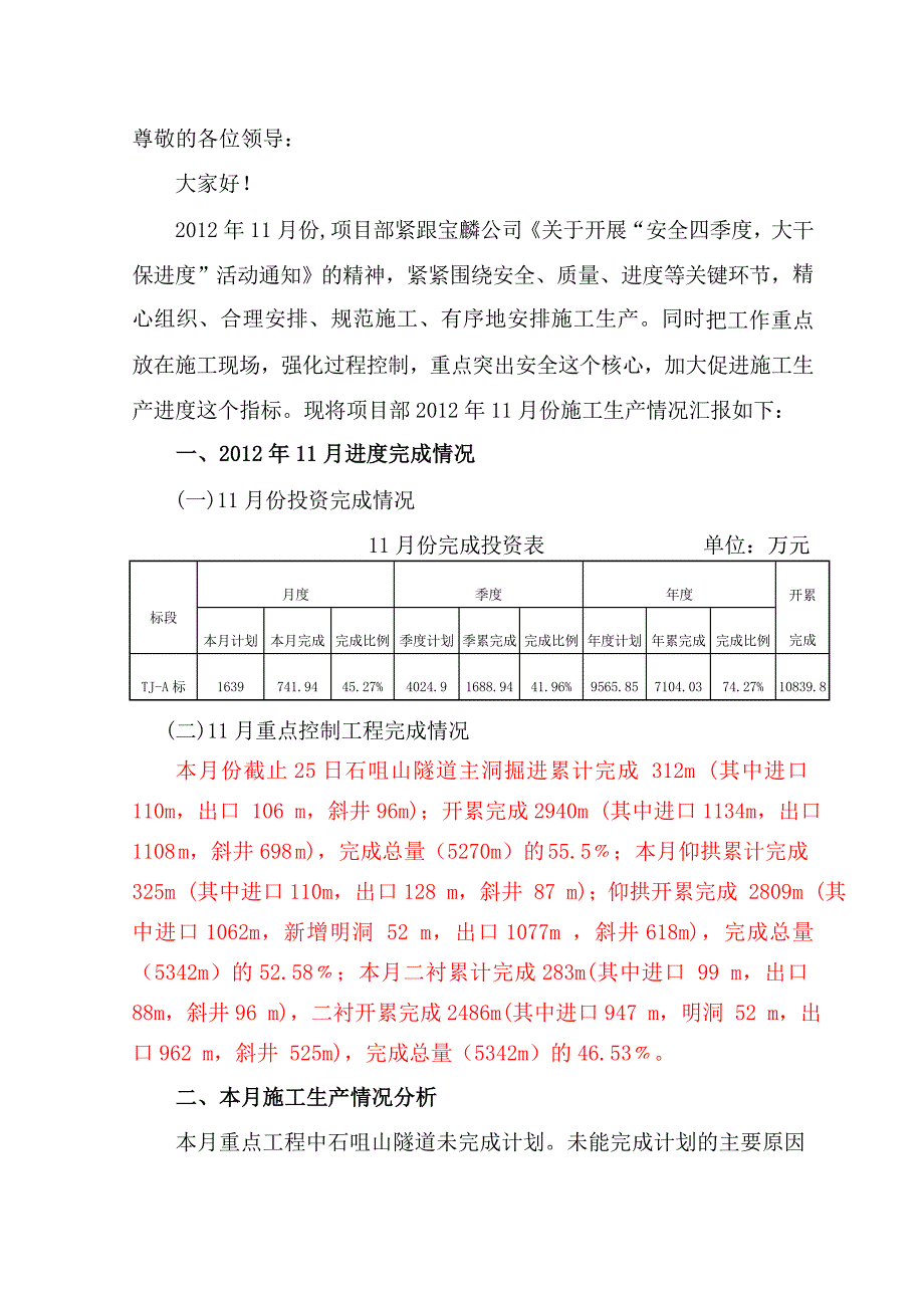 中铁21局11月份施工生产月度分析例会汇报材料_第2页