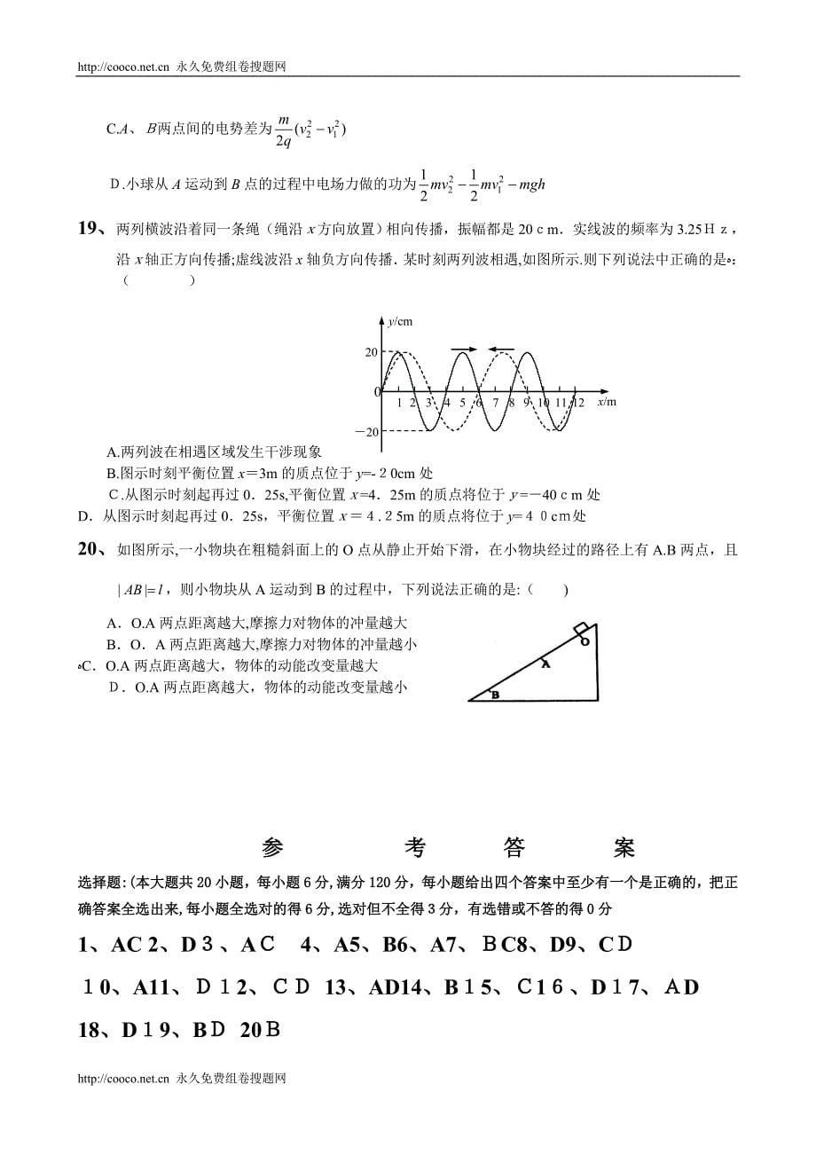 天利高三复习压轴猜题选择试卷一d高中物理_第5页