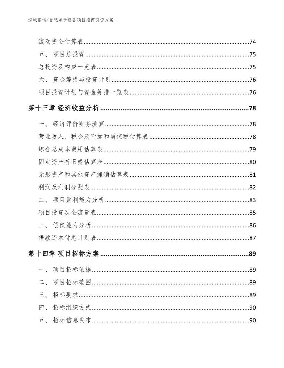 合肥电子设备项目招商引资方案范文模板_第5页