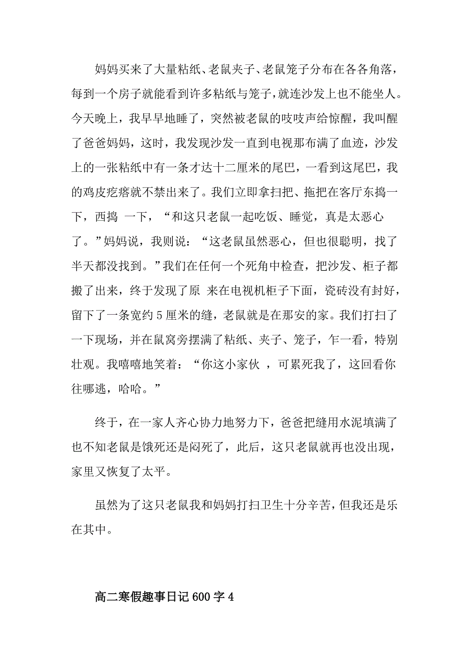 高二寒假趣事日记600字集锦_第4页