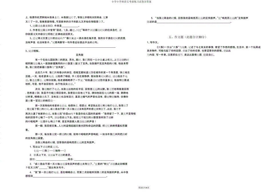 小学小升初语文考前练习试卷含.doc_第3页