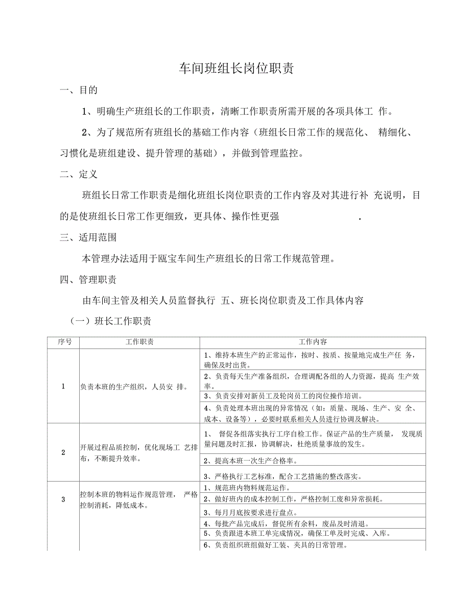 车间班组长岗位职责_第1页