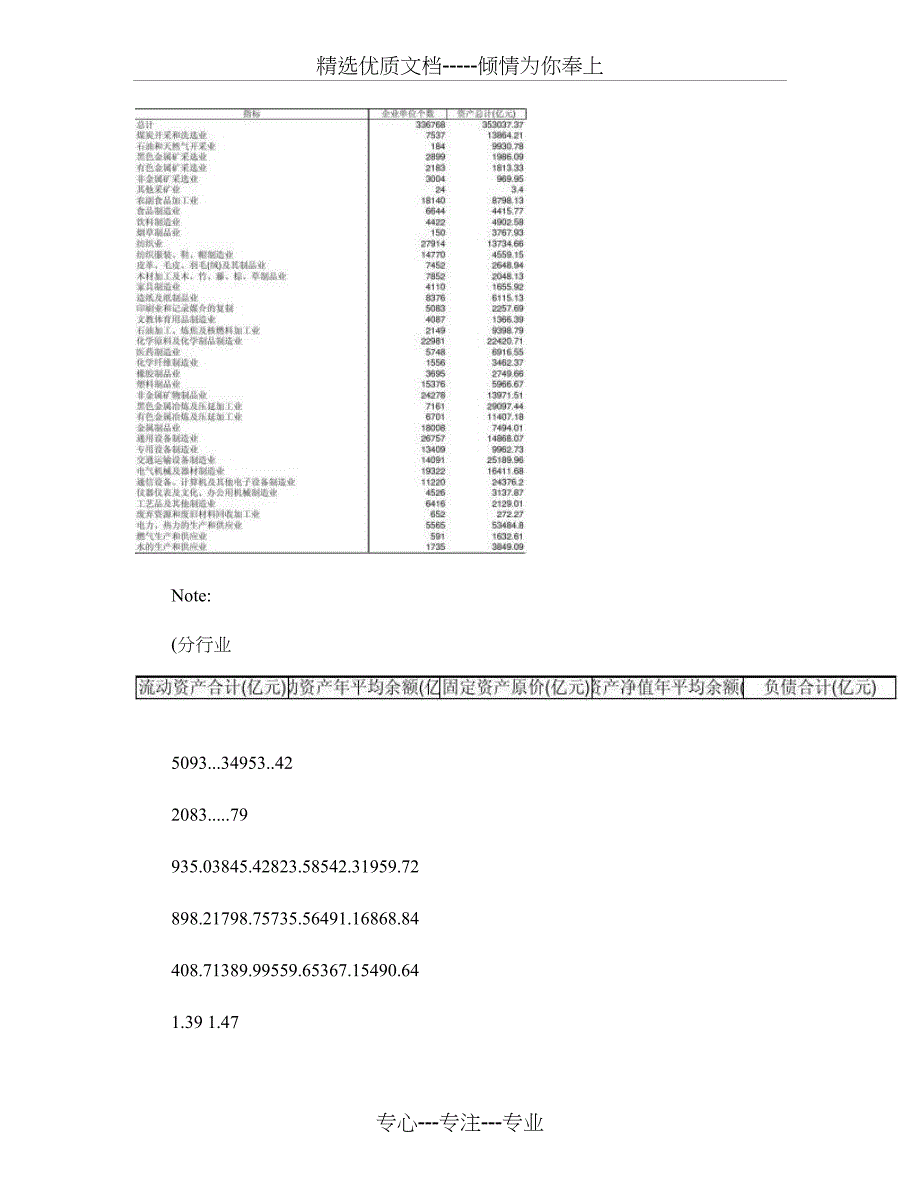 规模以上工业企业主要指标(分行业)-2007年概要_第1页