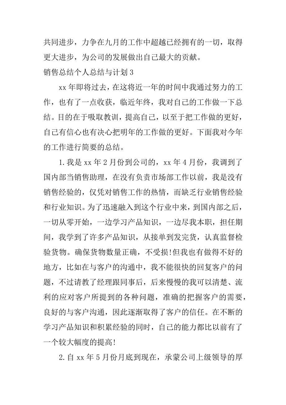 销售总结个人总结与计划3篇(关于销售的个人总结怎么写)_第5页