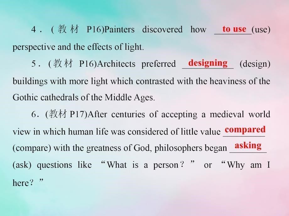 2019-2020学年高中英语 Module 2 The Renaissance Section Ⅳ Grammar &amp;amp; Writing课件 外研版选修8_第5页